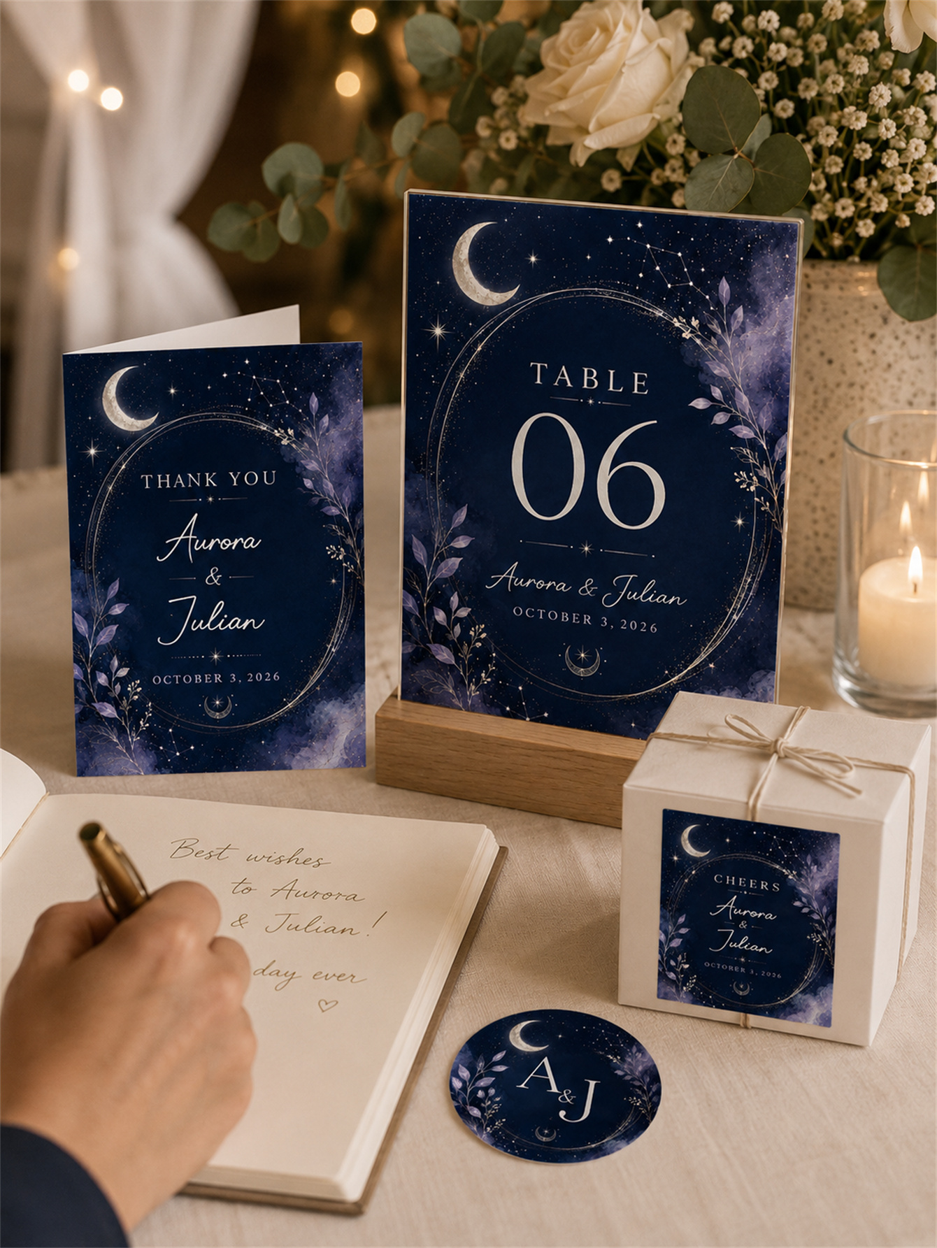 Starry Sky Wedding Decoration - Starry Sky Theme Set - Custom Name and Date